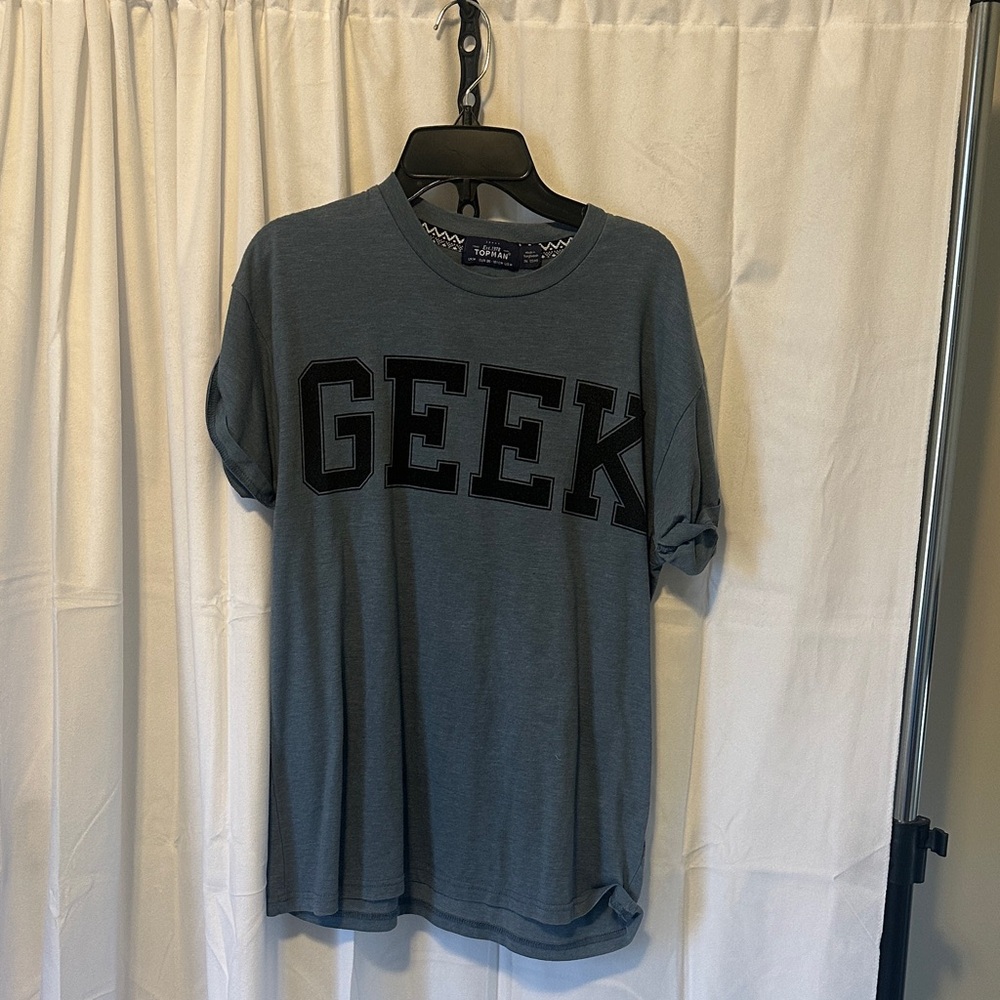 Topman Slate Blue Short Sleeve 'GEEK' Graphic Tee